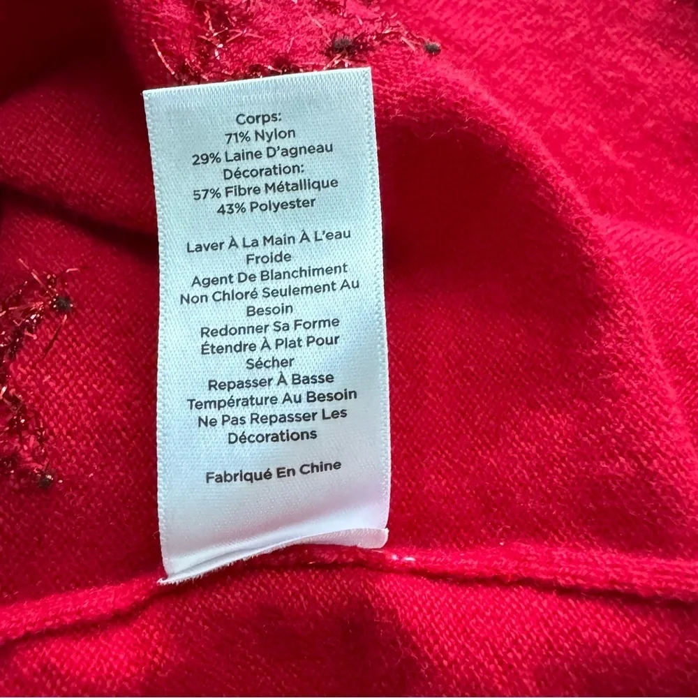 Talbots Petite Red Star Sweater MP Metallic Stars Crewneck Holiday